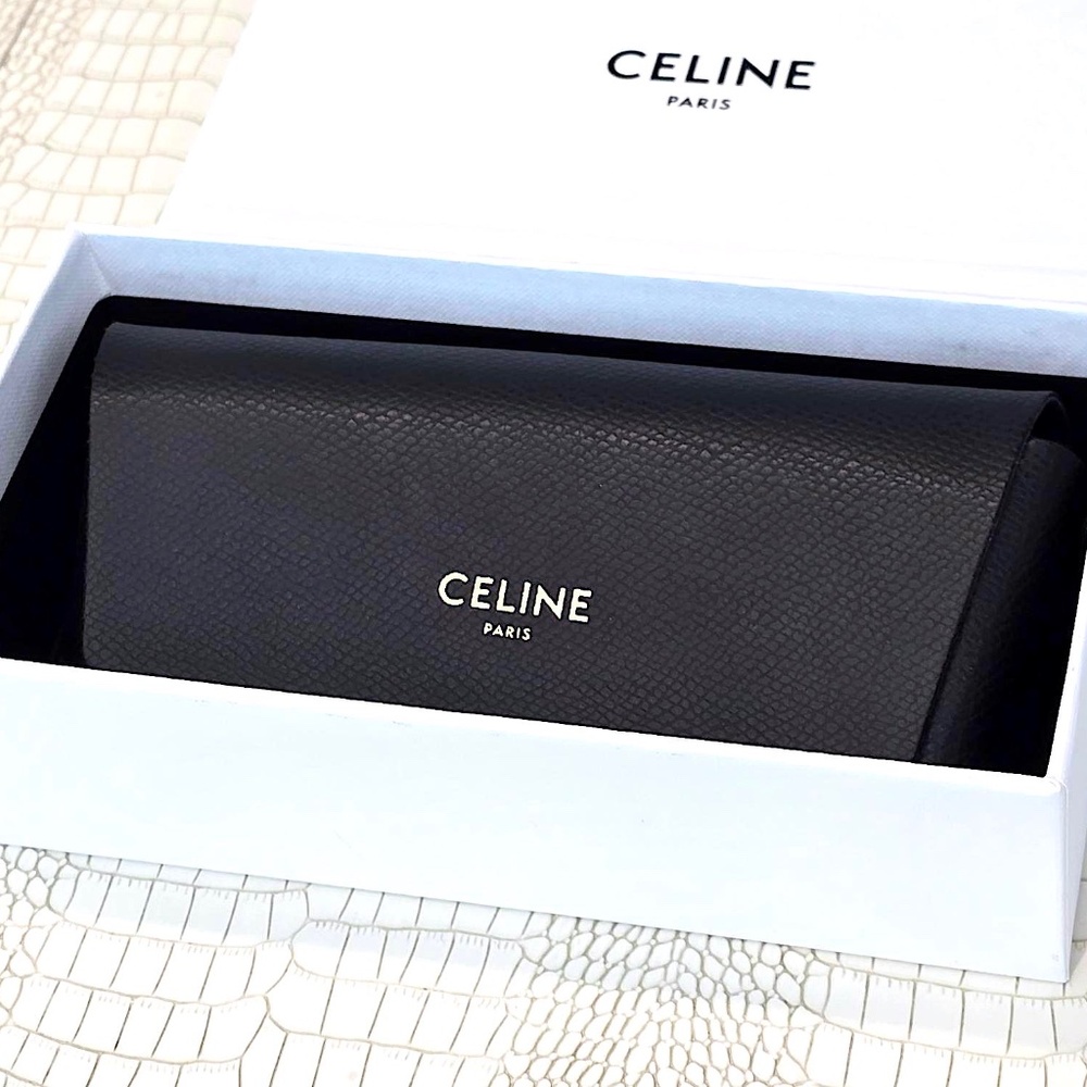 New Celine Paris Designer Fashion Sunglasses/Eyeglasses Black Leather Case & Box